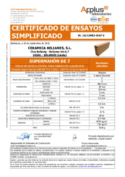 Ensayos laboratorio Supermahón 7