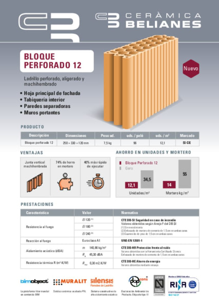 Información Bloque perforado 12
