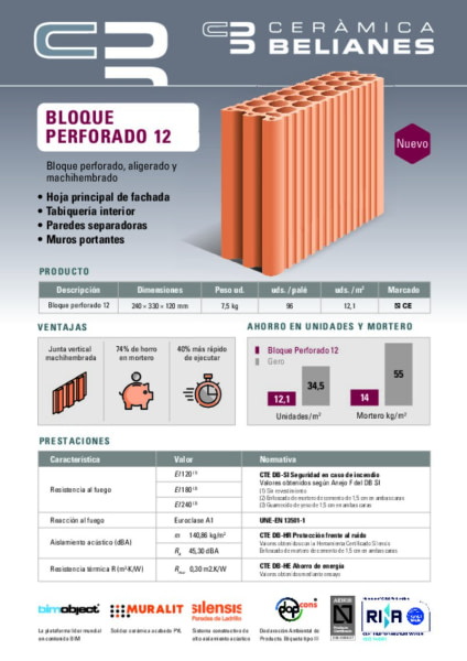 Información Bloque perforado 12