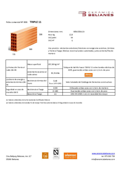 Ficha técnica comercial Triple 11