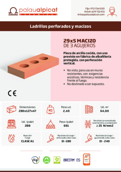 Hoja técnica Macizo tres agujeros