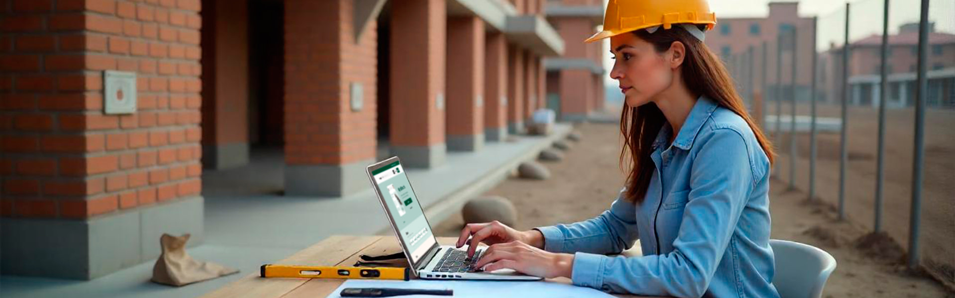 Arquitecta constructora consultando información