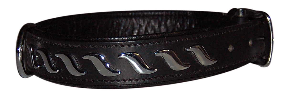 COLLAR LEATHER WAVES NEGRO