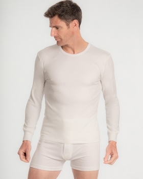 Camiseta hombre termal m/larga cuello redondo algodón de invierno