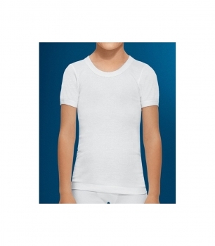 Camiseta niño algodón m/corta cuello redondo