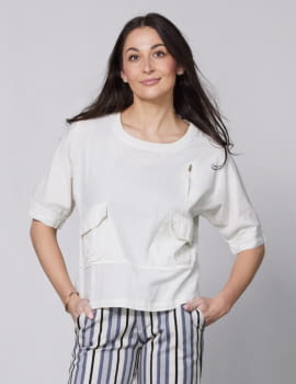 Blusa crema con bolsillos Yui - 3