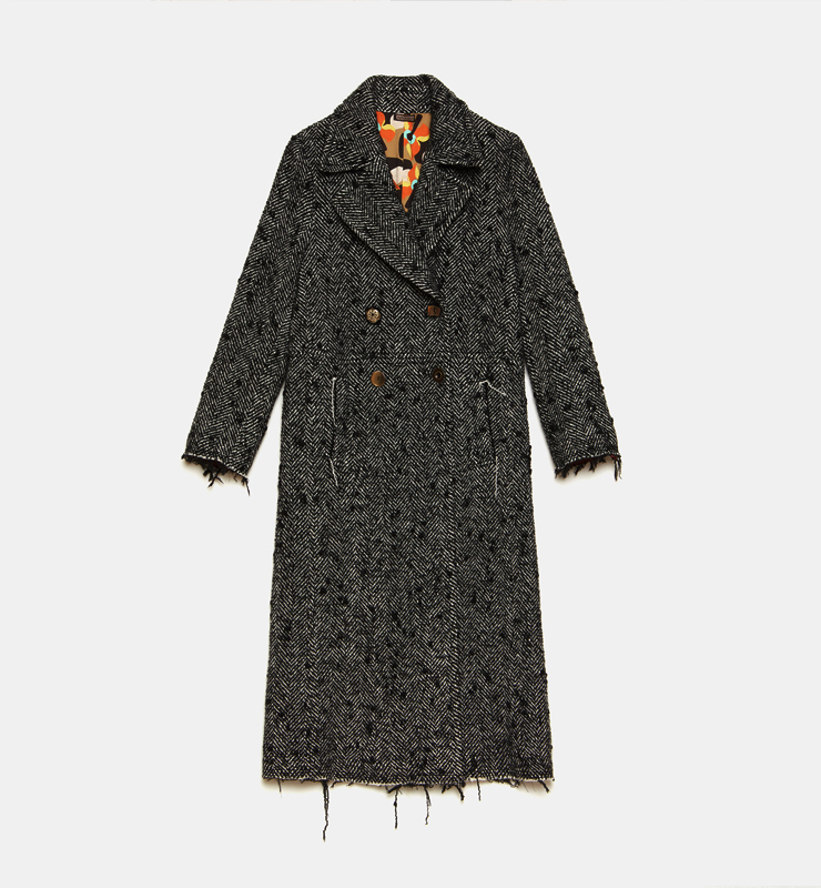 MALÌPARMI Abrigo Herringbone Wool blanco y negro -