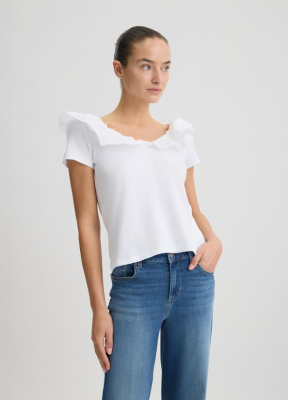 LIU-JO-Camiseta de algodón con volantes