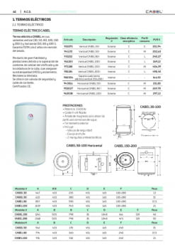 Termo eléctrico para instalación vertical de 50/80/100 litros Plus Digital  CABEL 941295