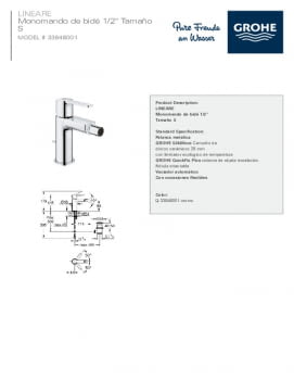 Ficha producto GROHE 33848001