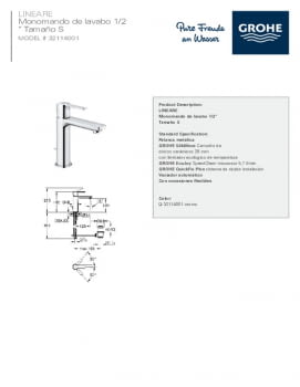 Ficha producto GROHE 32114001
