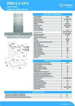 Fitxa tècnica INDESIT IHBS 6.5 LM X