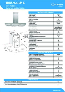 Fitxa tècnica INDESIT IHBS 9.4 LM X