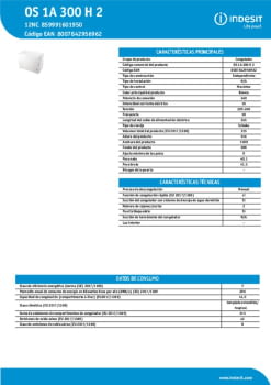 Fitxa tècnica INDESIT OS 1A 300 H 2