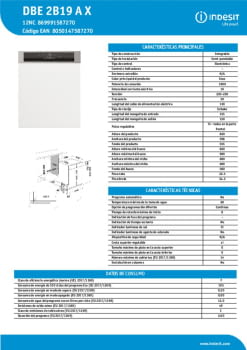 Ficha técnica INDESIT DBE 2B19 A X