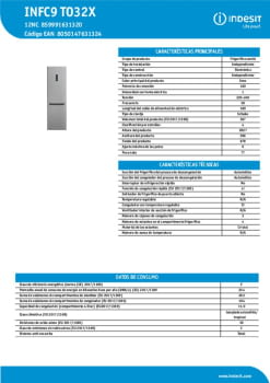 Fitxa tècnica INDESIT INFC9 TO32X