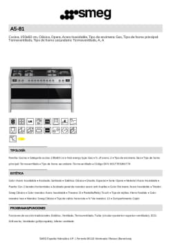 Ficha técnica SMEG A5-81 INOX