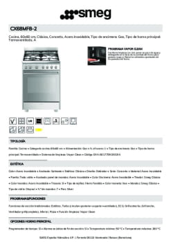 Fitxa tècnica SMEG CX68MF8-2