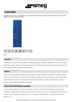 Fitxa tècnica SMEG FAB32RBE5