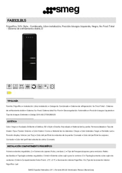 Fitxa tècnica SMEG FAB32LBL5