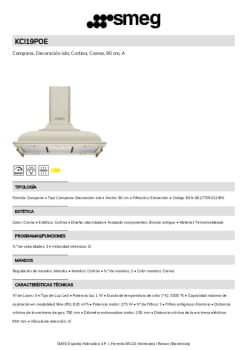 Ficha técnica SMEG KCI19POE Ficha técnica SMEG KCI19POE