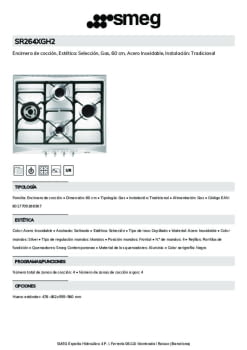Ficha técnica SMEG SR264XGH2