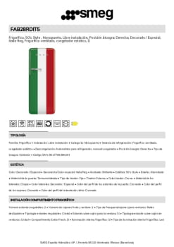 Ficha técnica SMEG FAB28RDIT5