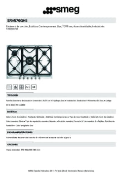 Fitxa tècnica SMEG SRV576GH5