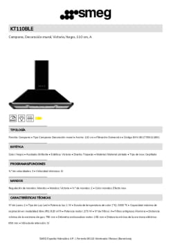 Fitxa tècnica SMEG KT110BLE