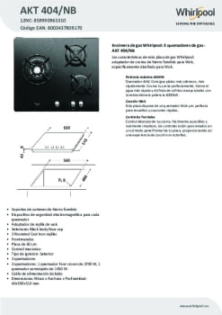 Fitxa tècnica WHIRLPOOL AKT 404 NB