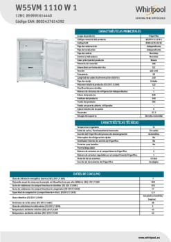 Fitxa tècnica WHIRLPOOL W55VM 1110 W 1