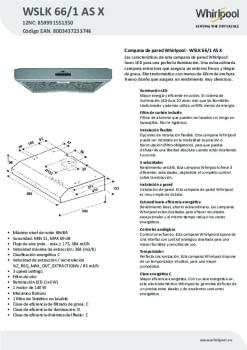 Fitxa tècnica WHIRLPOOL WSLK 66 1 AS X