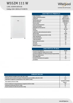 🧊Whirlpool W55ZM111W - Congelador vertical bajo encimera, capacidad neta  102 litros, A+ 