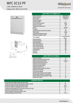 Fitxa tècnica WHIRLPOOL WFC 3C33 PF