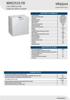 Fitxa tècnica WHIRLPOOL WHE2535 FO