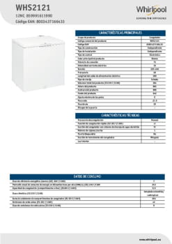 Fitxa tècnica WHIRLPOOL WHS2121