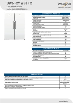 Fitxa tècnica WHIRLPOOL UW6 F2Y WBI F 2