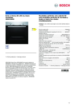 Ficha técnica BOSCH HBA510BR3