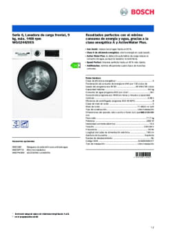 Fitxa tècnica BOSCH WGG244Z0ES Fitxa tècnica BOSCH WGG244Z0ES