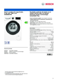 Ficha técnica BOSCH WGG256Z1ES Ficha técnica BOSCH WGG256Z1ES