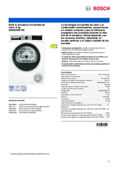 Ficha técnica BOSCH WQG245D1ES Ficha técnica BOSCH WQG245D1ES