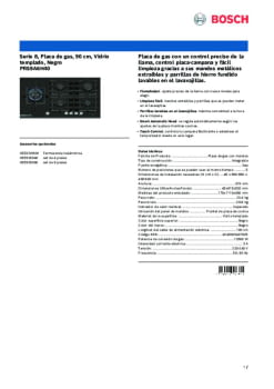 Fitxa tècnica BOSCH PRS9A6H40 Fitxa tècnica BOSCH PRS9A6H40