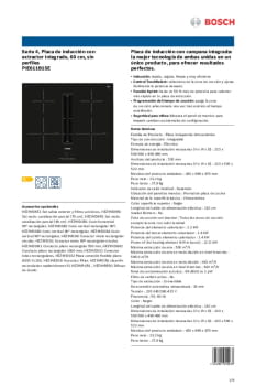 Comprar placa induccion Bosch con extractor integrado 60cm PIE611B15E