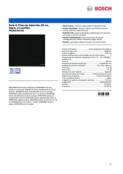 Fitxa tècnica BOSCH PVJ631HC1E Fitxa tècnica BOSCH PVJ631HC1E