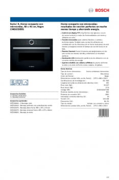 Horno Microondas - Bosch CMG633BB1, Negro, Abatible, Convencional