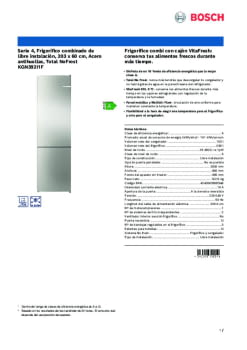 Fitxa tècnica BOSCH KGN392I1F Fitxa tècnica BOSCH KGN392I1F