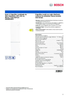 Fitxa tècnica BOSCH KGN39VWDC Fitxa tècnica BOSCH KGN39VWDC