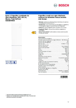 Fitxa tècnica BOSCH KGN39VWEB Fitxa tècnica BOSCH KGN39VWEB