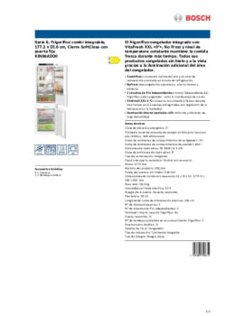 Bosch - Frigorífico Combi, Integrable, 56 cm, Serie 6, NoFrost, VitaFresh  XXL, Blanco, KIN86ADD0. : : Grandes electrodomésticos