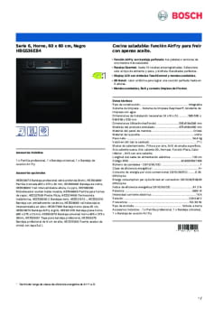 Ficha técnica BOSCH HBG536EB4 Ficha técnica BOSCH HBG536EB4